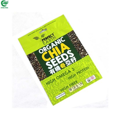 New style wholesale stand up organic chia seed packaging bag with zipper