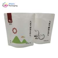 Eco friendly stand up white kraft paper bag for snack food packaging pouch