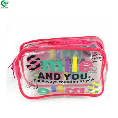 Wholesale new style big transparent cosmetic zipper bag pvc material